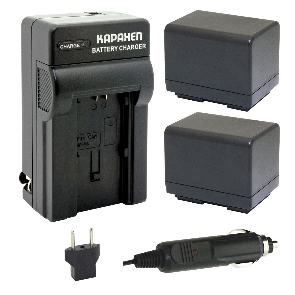 Kapaxen™ Two BP-727 Battery Packs and Charger Kit for Canon VIXIA HF Full HD Camcorders